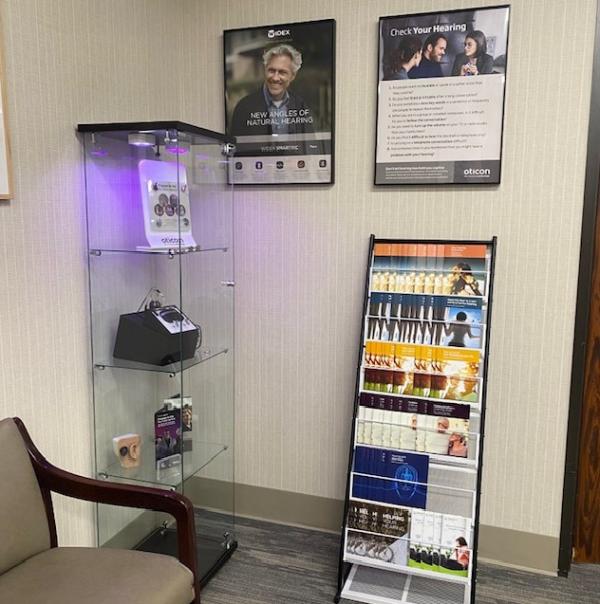 Display in waiting room of Morristown Hearing Solutions